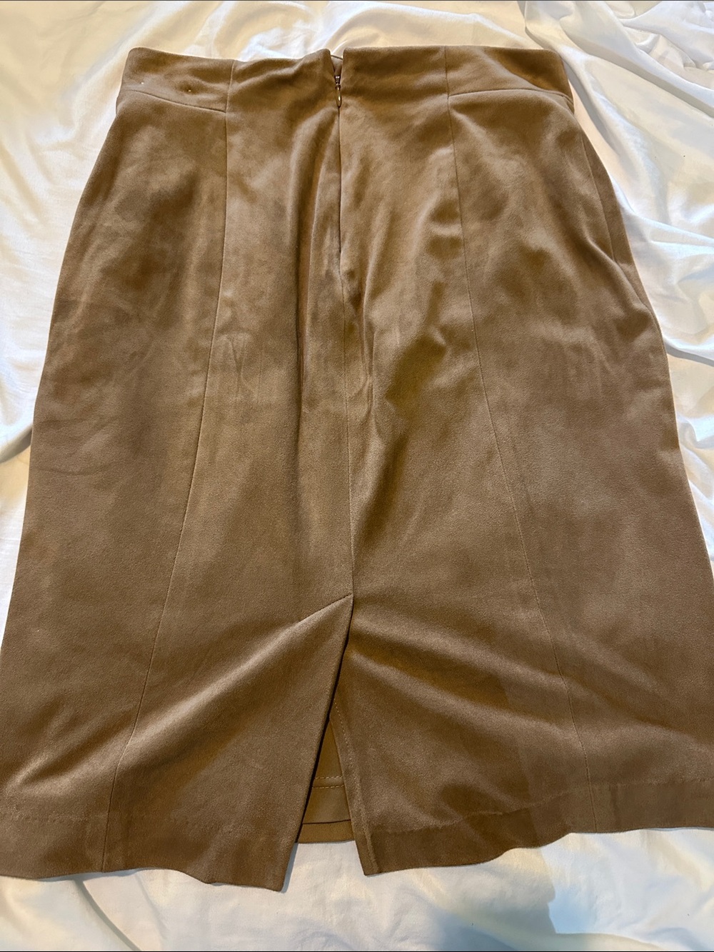 DATE NIGHT/office Taupe Brown velour Pencil Skirt - Picture 3 of 5